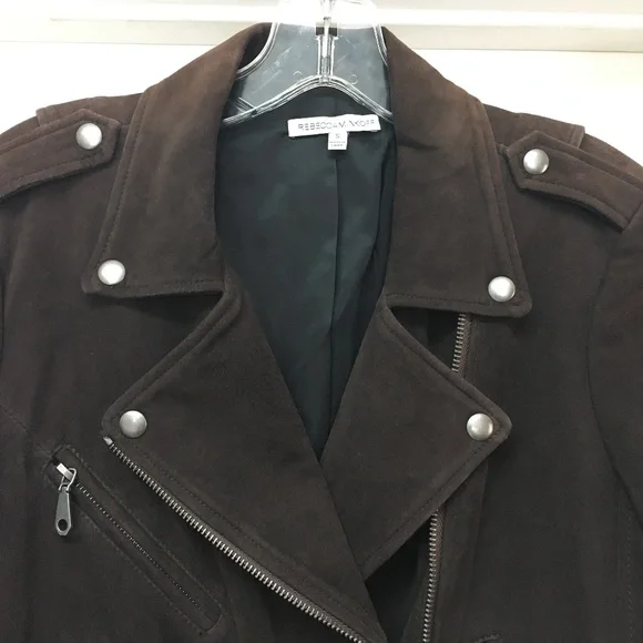 REBECCA MINKOFF SOFT Goatskin Leather Biker Moto Jacket - Picture 2 of 10